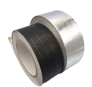 50 mm Linerless Silver Aluminum Foil Tape, Heat-Resistant Acrylic Adhesive