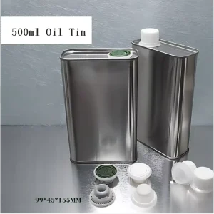 500 ml Food Grade Tinplate Rectangle Metal Edible Oil Can for Camellia Oil & Peanut Oil