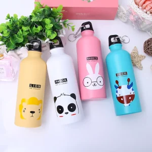 500ml Aluminum Sports Water Bottle with Cartoon Animal Patterns for Travel