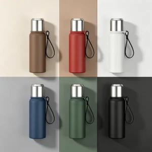 500ml Double-Wall Stainless Steel Insulated Vacuum Water Bottle with Two Lids