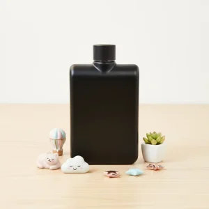 500ml Leakproof Stainless Steel Flat Reusable Water Bottle, Slim A6 Notebook Design