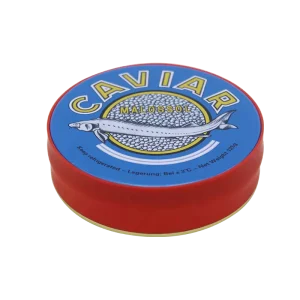 50g 100g 125g 250g and 500g Custom Caviar Sturgeon Metal Tin Box with Rubber Band