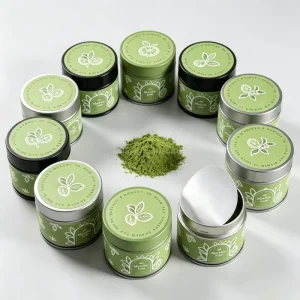 50g Matte Empty Green Tea Powder Matcha Food Grade Leakproof Metal Tinplate Can with Foil Seal Sticker