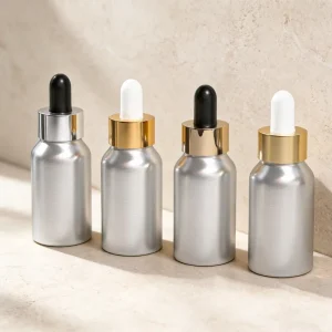 50ml Aluminum Bottle In Stock for Fragrance Cosmetics Essential Oils with Dropper Small Capacity Metal Container