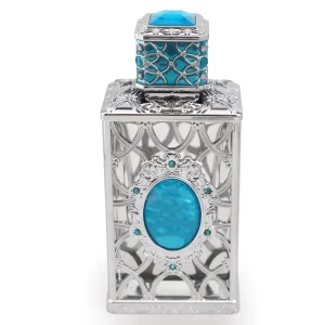 50ml Hollow Silver Metal Perfume Bottle Inlaid Gem Decorative Cap