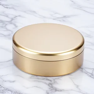 50x145x145mm Round Aluminum Gold Metal Tins with Open Lids for Candle Making