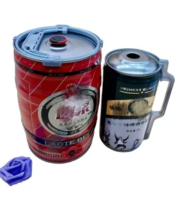 5L Empty Round Tinplate Metal Beer Keg with Plastic Handle