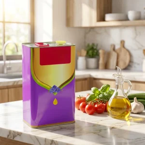 5L Square Food Grade Metal Tin Can with Glossy Finish and Pull-Ring Seal