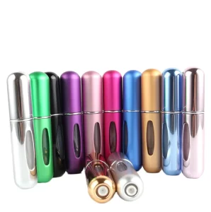 5ml Metal Refillable Perfume Bottle with Bottom Fill, Recyclable, Portable, Screen Printing