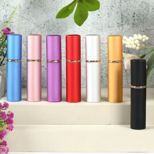 5ml Mini Perfume Refillable Bottle Pump Sprayer Flat Head Aluminum Glass Portable Travel Holiday Support Custom Logo Customized