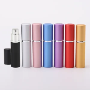 5ml Refillable Travel Perfume Atomizer, Empty Round Aluminum Spray Bottle