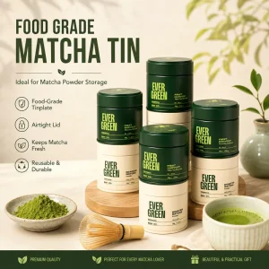 60*60mm 30g Matcha Powder Tin Can Custom Logo Portable Metal for Coffee Tea Snacks Cake Canned Food Packaging