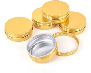 60ml 100ml Gold Aluminum Tin Can with Screw Cap Recyclable for Face Cream and Loose Powder