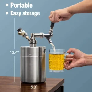 64 Ounce Stainless Steel Beer Growler 5 Liter Mini Keg for Beer