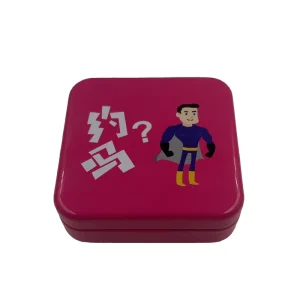 65*65*25mm Small Silver Square Metal Hinged Tin Can Gift Tin Can