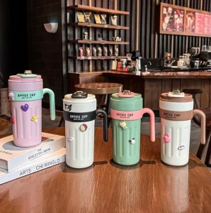 650ml Stainless Steel Beverage Coffee Water Insulated Cup 650ml Temp Display Portable Hot or Cold Drink Bottle with Handle