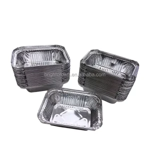 660 ML Aluminium Foil Food Packing Container Aluminum Silver Foil Container With Lid Disposable Food Containers 660 ML