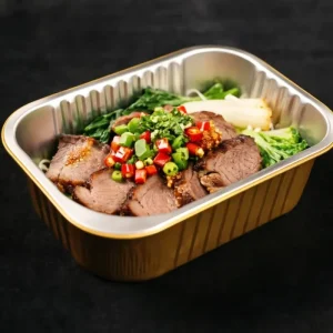680ml Food-Grade Disposable Rectangle Aluminum Foil Containers with PP Plastic Lid, Oven-Safe and Heat-Sealable