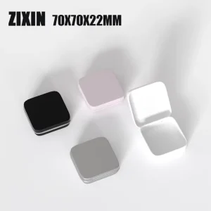 70×70*22mm Square Hinged Tin Box for Jewelry and Earring Storage Matte Metal Trinket Case