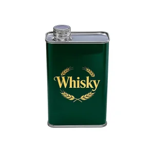 750mL Stainless Steel Metal Cans with Screw Caps for Rum Alcohol Beverage Wine Gin Spirits Square Container