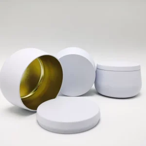 8oz Empty Round 8 oz White Metal Candle Tin Can Jar Container With Lid