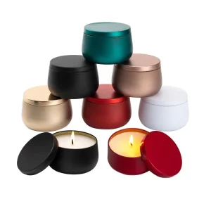 8oz Empty Round Metal Candle Tin With Lid Soy Wax Travel Scented Candle Tin Can Jar Container