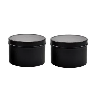 8oz Matte Black Silver Metal Tin Lid Empty Tinplate Containers for Craft Tea Candy Packaging Recycled Materials