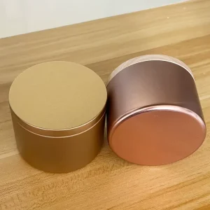 8oz Seamless Tinplate Candle Tin with Wood Grain Lid Black White Rose Gold Color Recyclable Craft Use