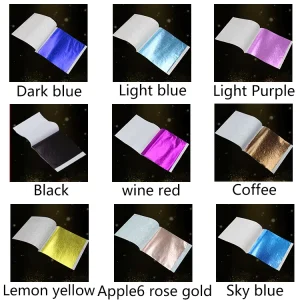 9*9cm Taiwan Colorful Gold Leaf Foil Sheets Multi-Color Foil Paper for Nail, Resin, Furniture, and DIY Decoration