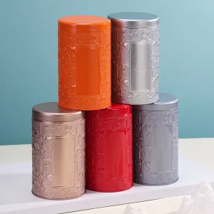90*150mm Round Cylinder Tinplate Glossy Gift Box for Coffee Bean Candy Snack Chocolate Tea Packaging
