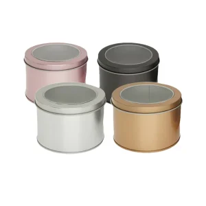90*60mm Tinplate Metal Tin Can with Transparent Window Lid for Tea, Candy, Cookies, Cake, and Candle Packaging