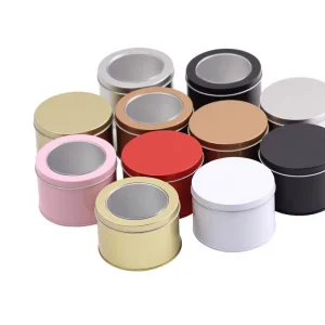 90*60mm Tinplate Round Metal Tin Can with Transparent Window Lid Empty Container for Tea Candy Cookie Cake Candle Packing