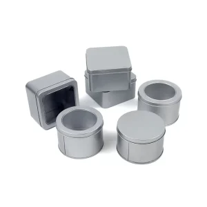 90 x 60 mm Round Tinplate Can with Transparent Window Lid for Tea, Candy, Cookies, Cake, and Candles