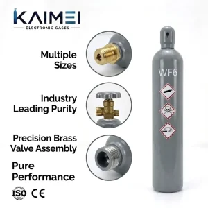 99.999% Semiconductor Grade WF6 Gas Cylinder with DISS 632 Valve 47L 150Bar ISO9809 DOT Standard