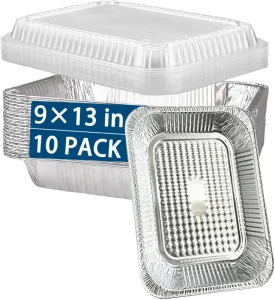 9×13 Inch Rectangular Aluminum Foil Pan with Lid, 118oz/3500ml, Half-Size, Heavy-Duty, Food Grade