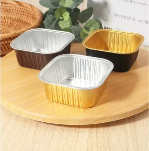 9x9cm 180ml Square Aluminum Foil PP Pan Air Fryer & Oven Safe Disposable Cake Container Takeaway Baking Box