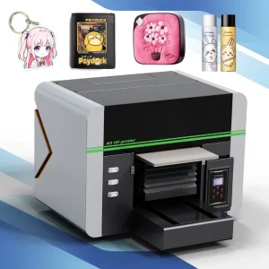A3 Size UV Flatbed Inkjet Printer XP600 Print Head Multi-color Ink for Mobile Phone Cases Pens Acrylic Bottles White Varnish