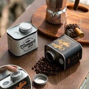 AT PACK Coffee Bean Food Grade Tinplate Sealed Tin Can with Breather Valve One Way Exhaust Portable Packaging Storage