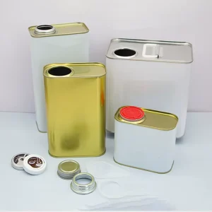 Accept Custom Printing Empty square Rectangular Chemical Tin Can Oil Paint Can with Metal Plastic Spout Top Cap