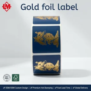 Adhesive Gold Aluminum Foil Labels Hot Stamping Sticker Roll for Wine, Fragrance, and Cosmetics Packaging