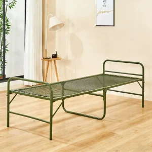 Adjustable Foldable Steel Frame Single Mattress Green Folding Bed Eco Friendly Portable for Camping Office Home Use Adults