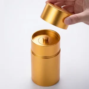 Airtight Aluminum Tea Canister with Double-Lid Seal, 60g, for Camping and Travel