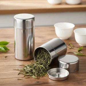 Airtight Double Lids Spices Storage Double Seal Stainless Steel Tea Tin Canister Can