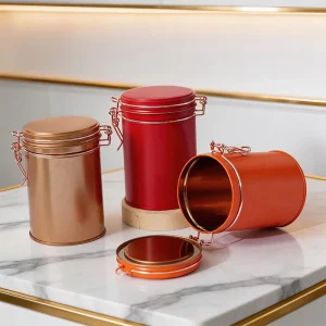 Airtight Round Tin Can with Snap Lid in Stock Pure Color Metal Container for Coffee Beans Dry Food Storage Moisture Proof