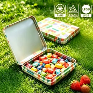 Airtight Square Tinplate Container Custom Printed Snack and Confectionery Food Packaging LFGB Safe