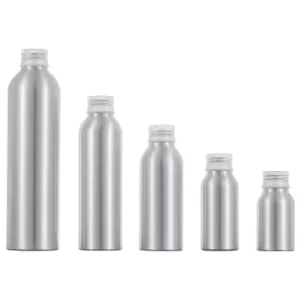 Aluminium Screw Top Cosmetic Metal Bottles 30ml to 500ml Range Including 100ml 120ml 150ml 250ml Sizes