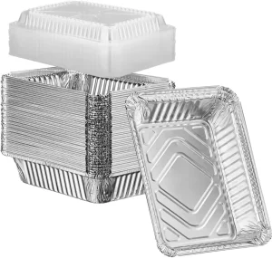 Aluminum Foil Containers with Plastic Lid Disposable Aluminum Foil Pan Container Box for Food Packing