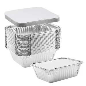 Aluminum Foil Serving Trays for Takeaway Food with Paper Lid 200ml and 150ml Food Grade Oven Safe