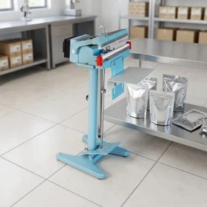 Aluminum Semi-Automatic Foot-Operated Impulse Sealing Machine for Tea Bags and Aluminum Foil Bags, 8 mm Sealing Width