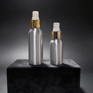 Aluminum Spray Bottle with Gold Collar, Fine Mist Sprayer, for Toner and Perfume